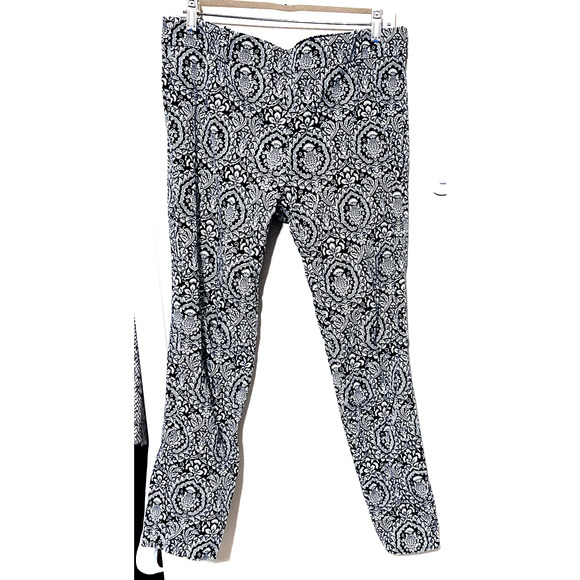 J. Crew Women's Winnie Pants Size 10 Stretch Pull on navy cream print - Picture 1 of 5